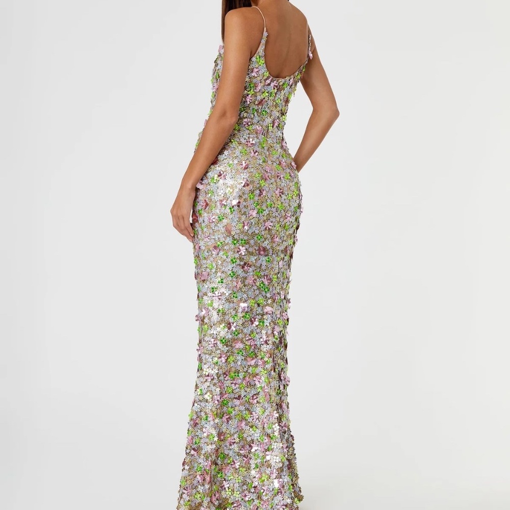 NWT Mac Duggal [6] 6153 Multicolor Sleeveless Floral Paillette Embellished Gown - Picture 9 of 12